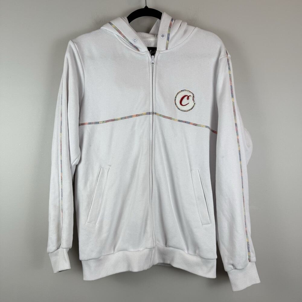 CookiesSF C Bite Clothing Original Logo White Zip Up Hoodie Medium Embroidered
